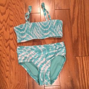 Tie dye teal and white bikini